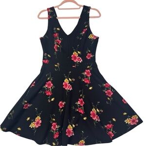 Soprano Black Dress with Pink and Yellow Floral Pattern
